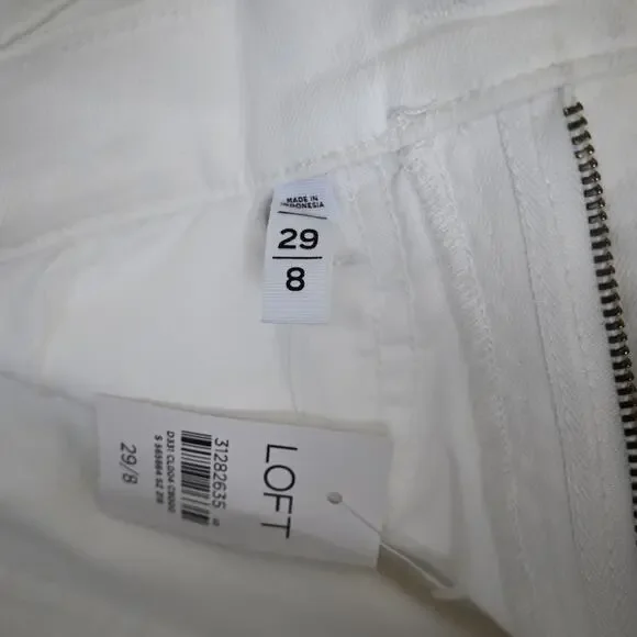 LOFT Womens 29/8 Fresh Cut High Rise Denim Bike Shorts in White NEW - Picture 11 of 12